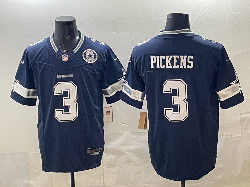 Men 2026 Dallas Cowboys #3 Pickens blue Limited Nike NFL Jersey style 07